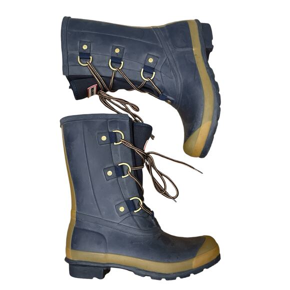 Hunter Boots Sascha Blue Lace Up Rain Boots Size 7F/ 6M - Picture 12 of 12
